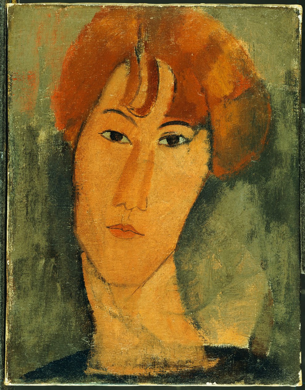 Yakalı Kızıl Saçlı Genç Kadın by Amedeo Modigliani