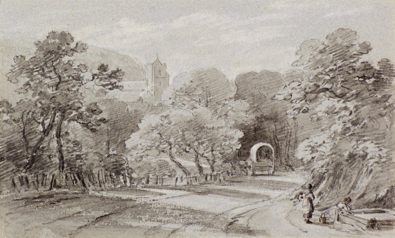 Bir Köy Yolu, Hastings, c.1803 (tebeşir) by Amelia Long