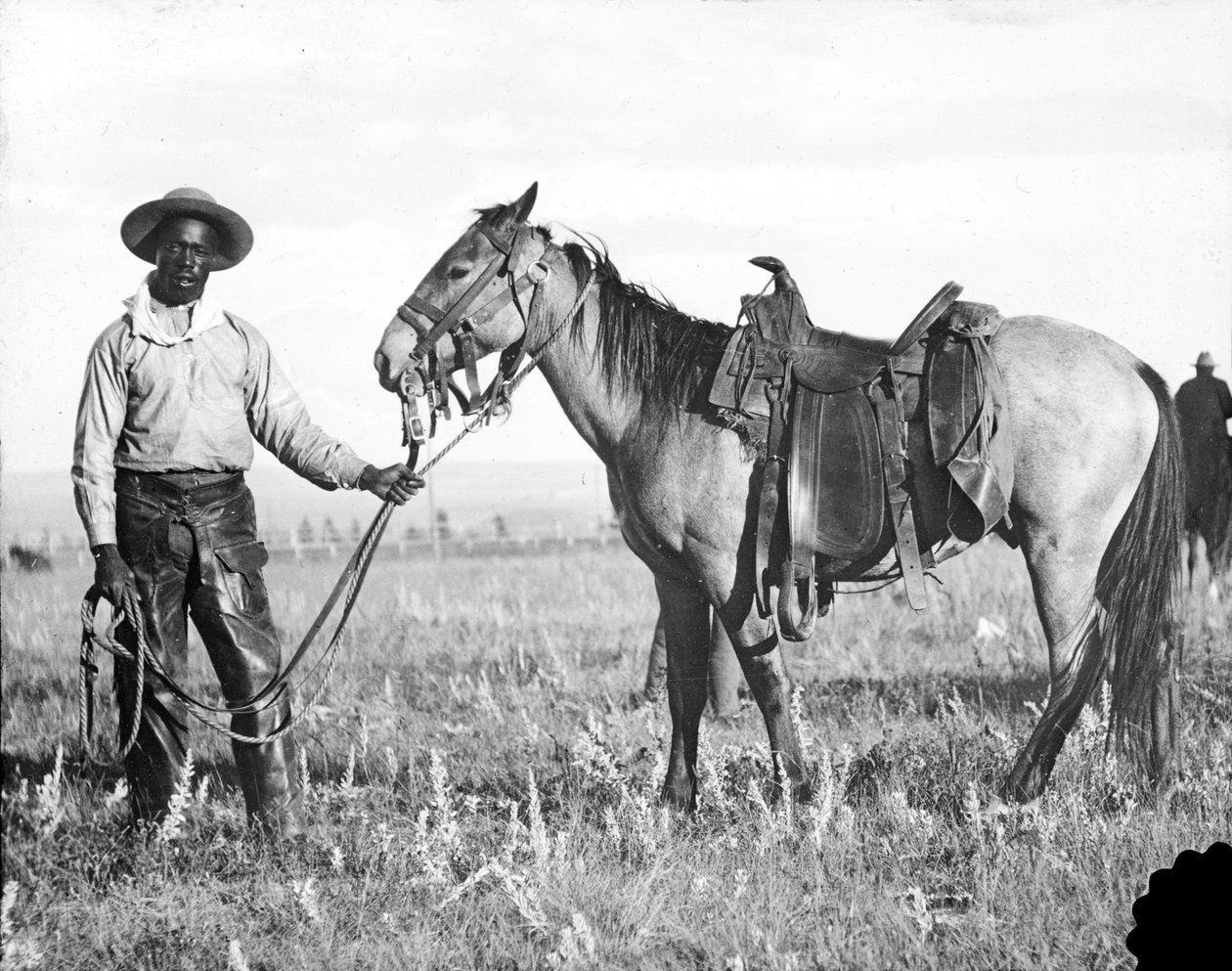 Siyah kovboy ve at, c.1890-1920 by American Photographer