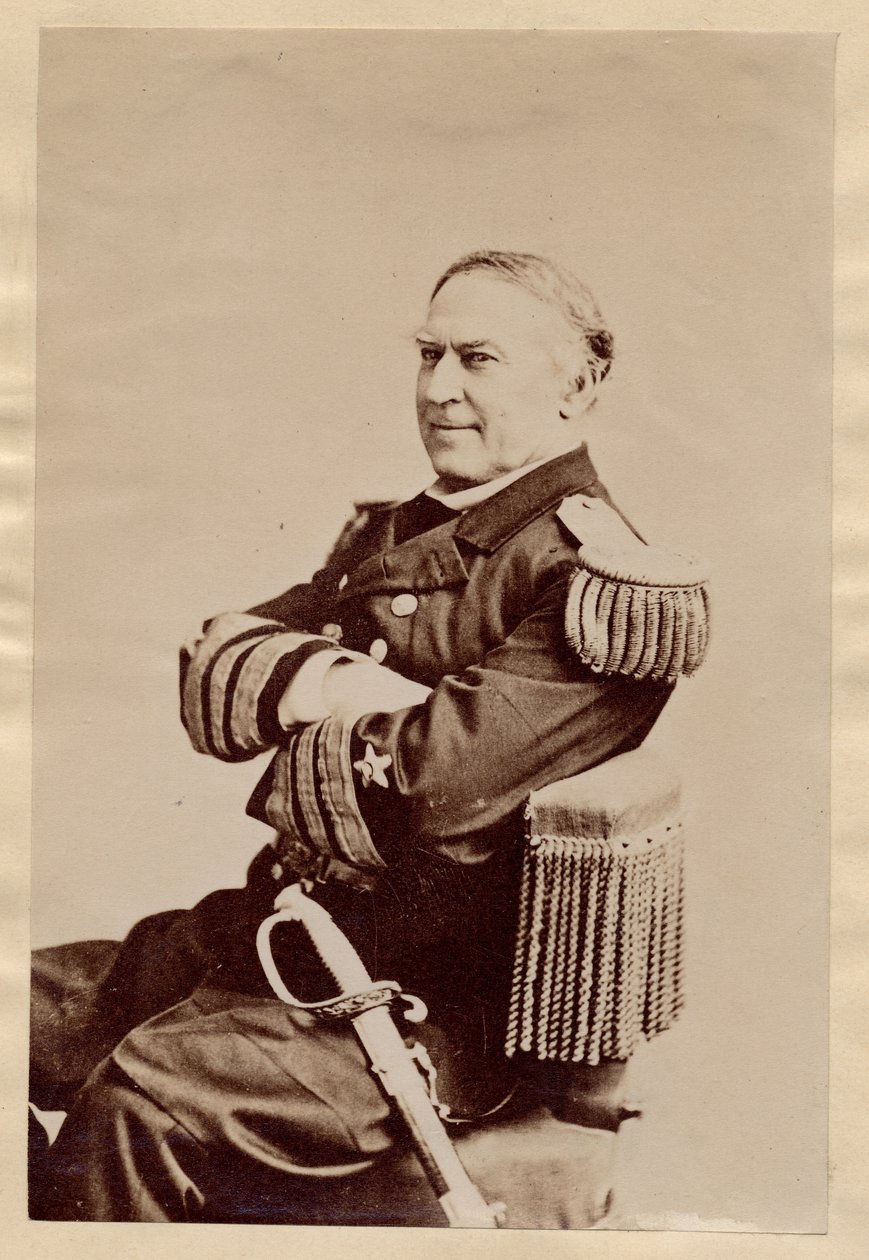 David Glasgow Farragut (1801-70), ABD Deniz Subayı, İç Savaş sırasında Bayrak Subayı, daha sonra Amiral (albüm fotoğrafı) by American Photographer