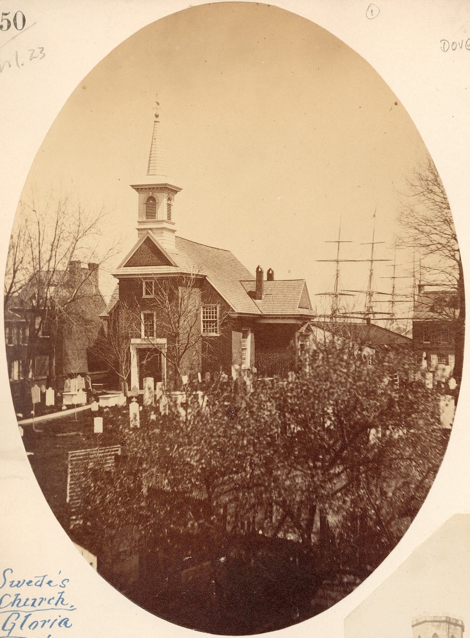 Gloria Dei (Eski İsveçliler) Kilisesi, Swanson Street, Christian, Philadelphia, PA, 1854 (tuz baskı) by American Photographer