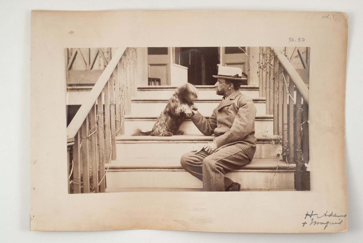 Henry Adams, köpeği Marquis ile, 1883 dolayları by American Photographer