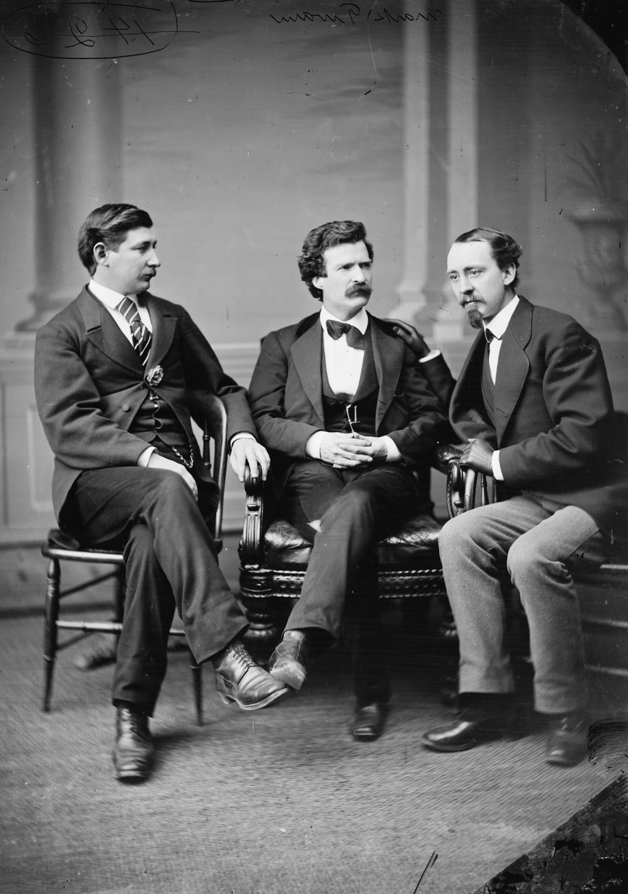 Mark Twain, George Alfred Townsend ve David Gray, 1871 by American Photographer