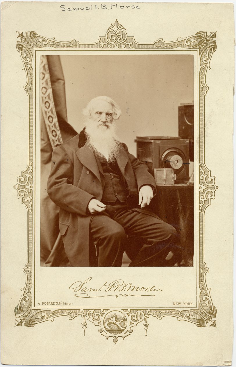 Samuel Finlay Breese Morse (1791-1872), Amerikalı ressam ve tek telli telgrafın ve Mors kodunun mucidi; Fotoğraf A Bogardus, New York (albüm fotoğrafı) by American Photographer