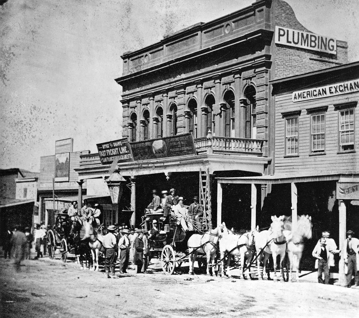 Wells, Fargo und Co.s Ekspres Ofisi, C Street, Virginia City, Nevada, Lawrence ve Houseworth tarafından yayınlanan Gems of California Scenery