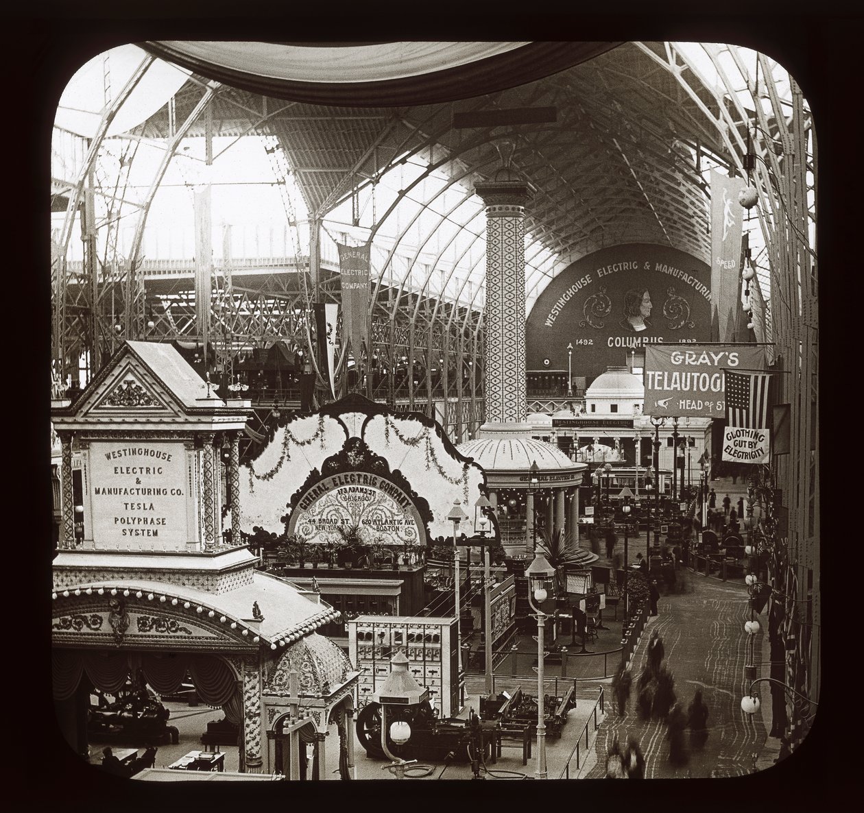 Dünyalar Kolomb Sergisi: Elektrik Binası, Chicago, 1893 (fener kaydırağı) by American Photographer