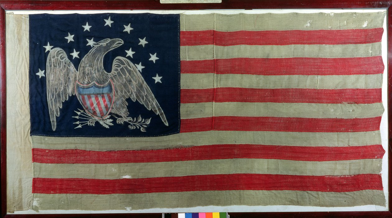 Amerikan bayrağı, c.1781 (yün ve pamuk) by American School