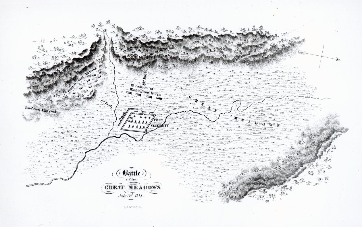 Battle of the Great Meadows, July 3rd 1754   by American School