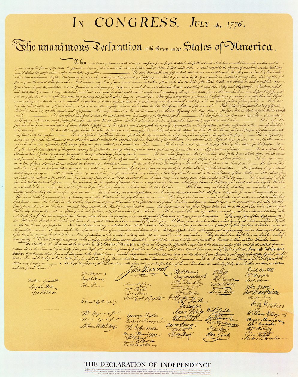 13 Amerika Birleşik Devletleri 1776, 1823 Bağımsızlık Bildirgesi (bakır gravür) by American School