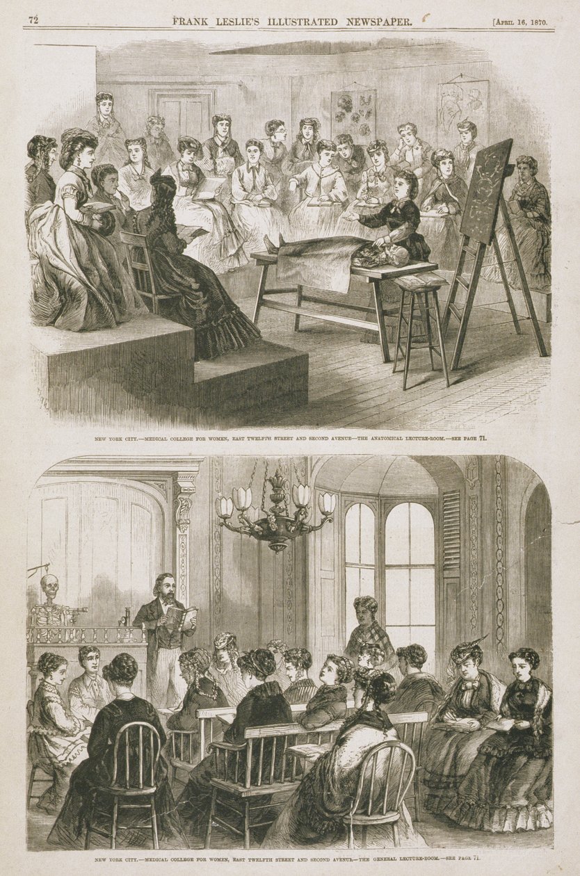 Bir derse katılan kadın tıp öğrencileri, 1870 by American School
