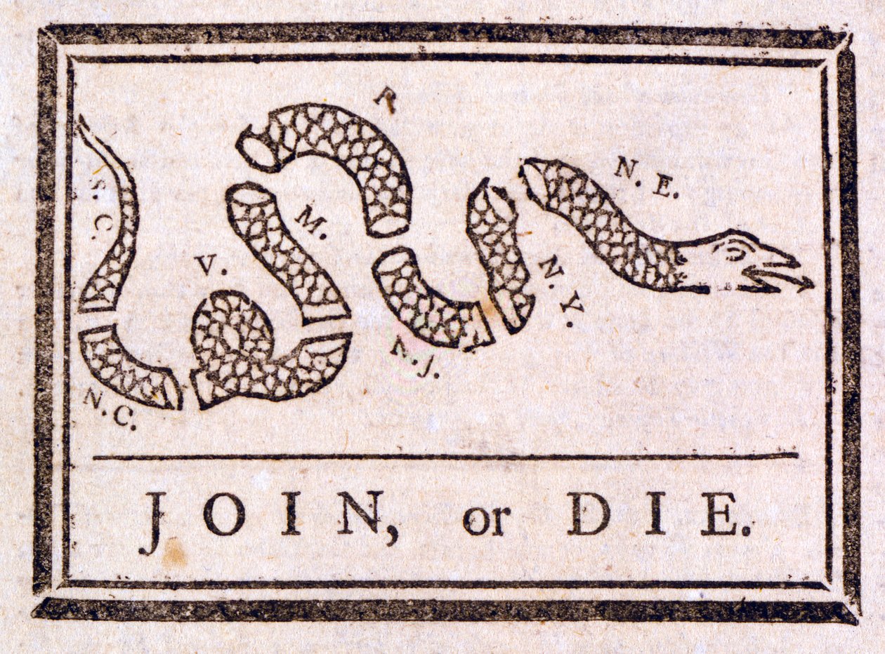 Katıl ya da Öl, Benjamin Franklin tarafından öğüt, 1754 by American School