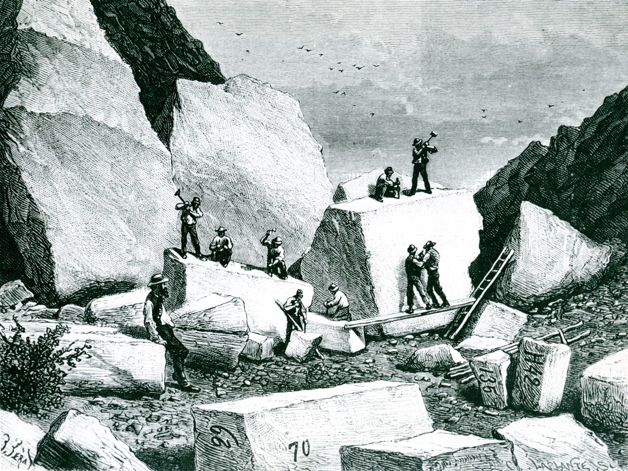 Mişkan için granit taşocak Mormonlar, J. Ferat tarafından çizilmiş ve C. Laplante tarafından oyulmuş by American School