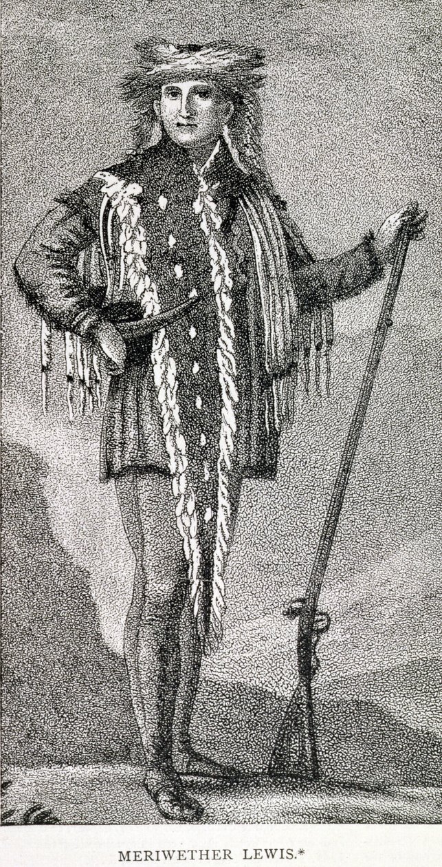 Portrait of Meriwether Lewis (1774-1809) engraved by Stuckland, published in the Analectic Magazine, 1815  by American School