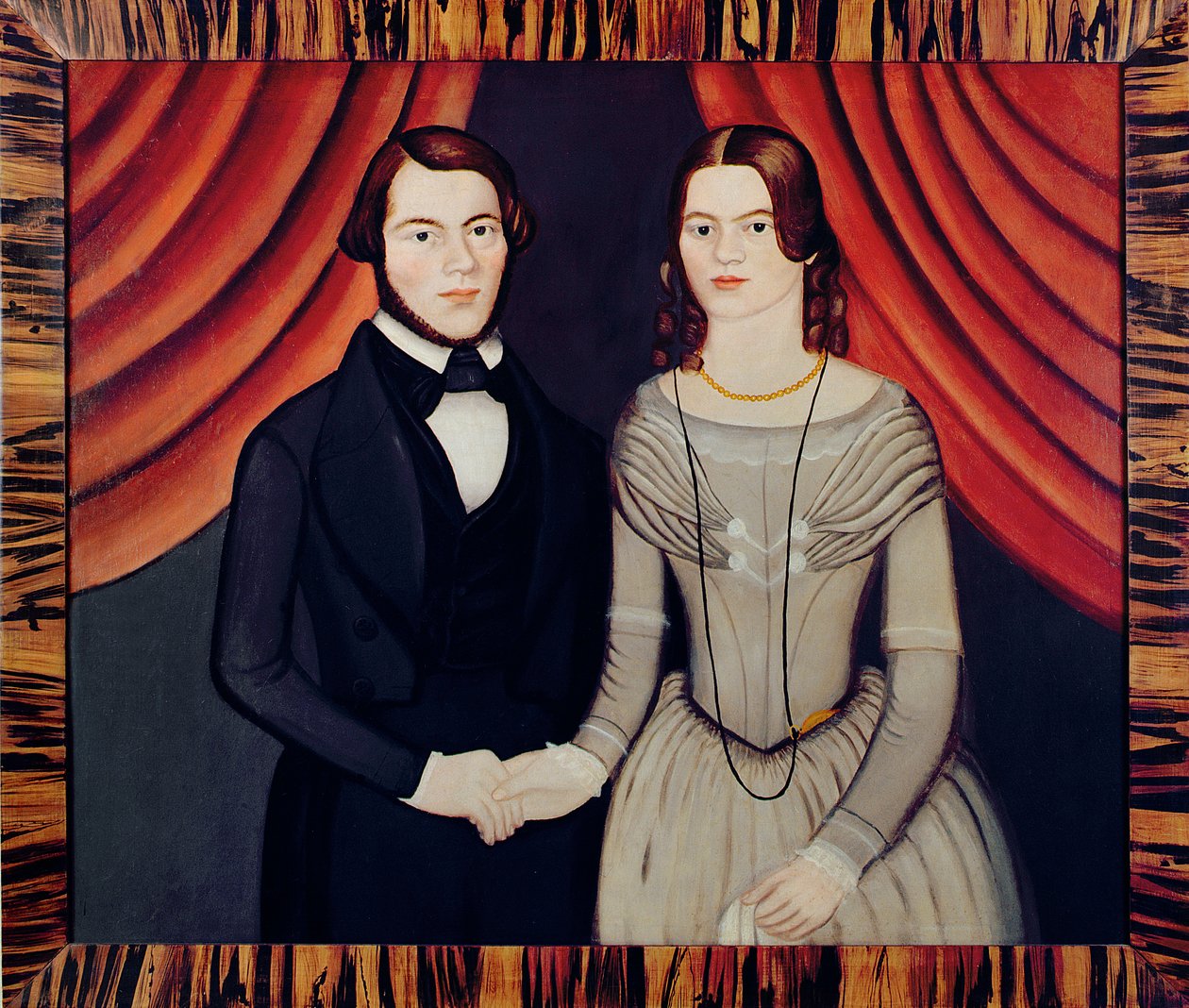Yeni evlilerin portresi by American School