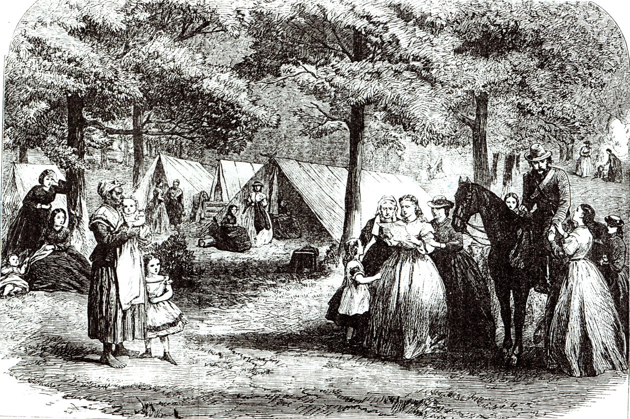 Vicksburg yakınlarındaki ormanda kamp kuran Güneyli mülteciler, 1863 by American School