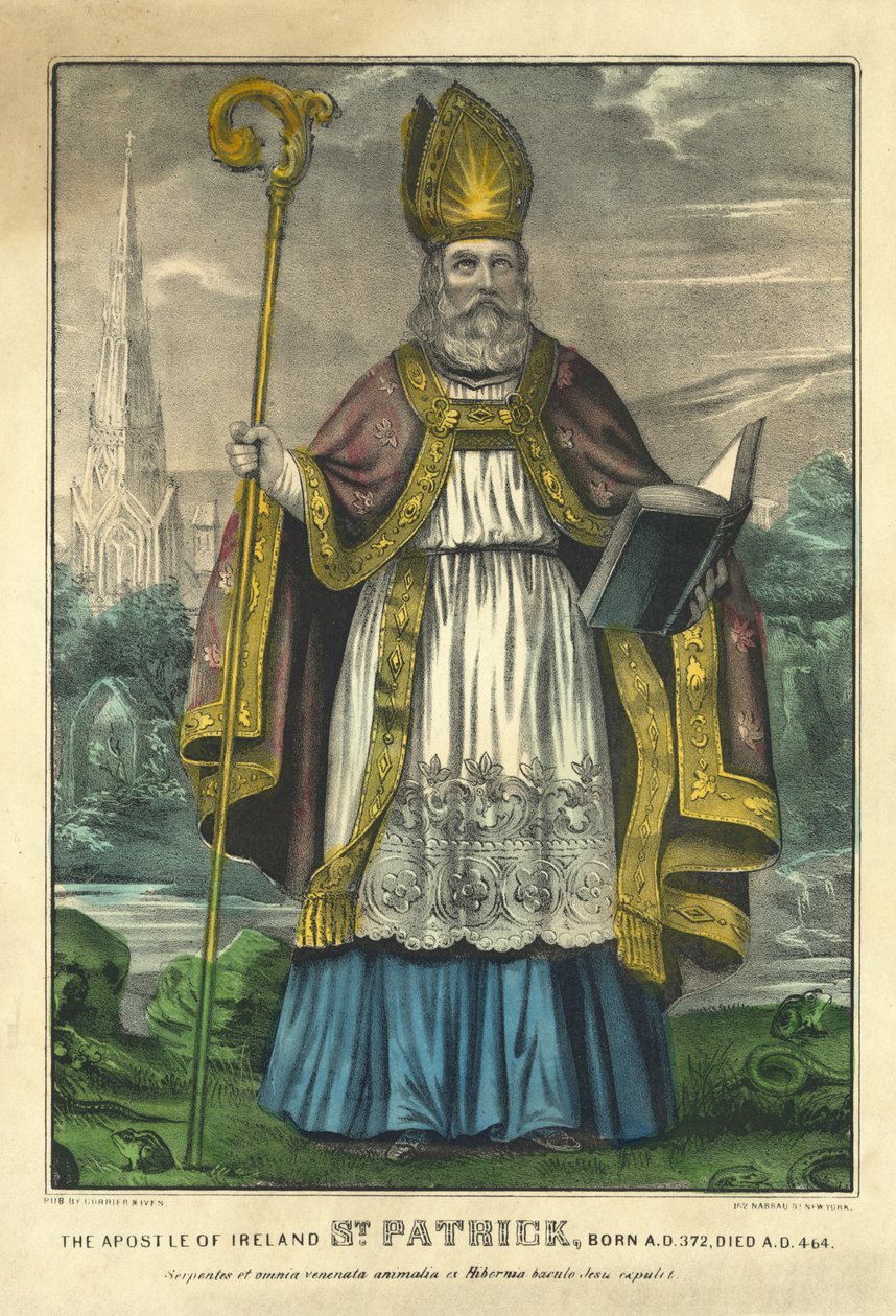 Aziz Patrick, pub. Currier & Ives, c.1860 (el renkli gravür) by American School