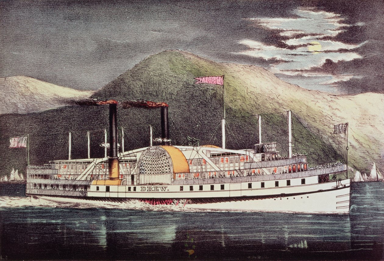 Steamer Drew, published by Nathaniel Currier (1813-88) and James Merritt Ives (1824-95)  by American School
