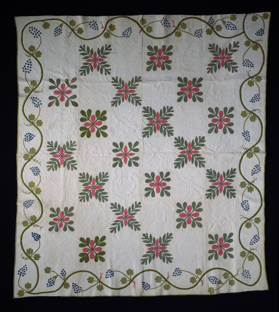 Yüzey aplikeli yorgan, c.1850-70 (pamuk) by American School