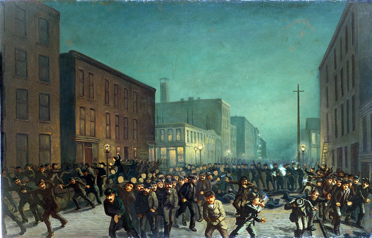 Haymarket İsyanları, Chicago 1 Mayıs 1866, c.1886 by American School