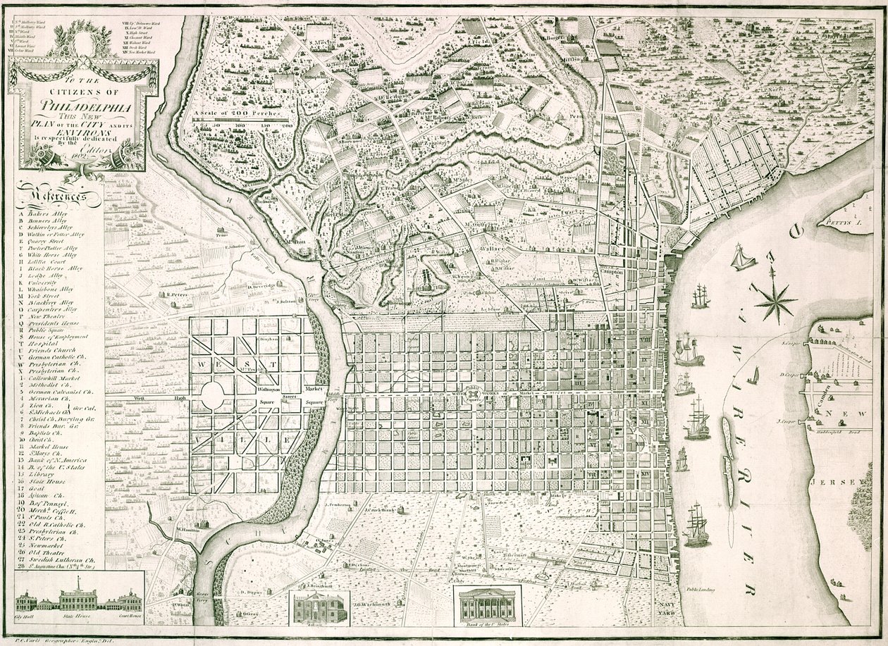 Philadelphia Şehri ve Çevresinin Yeni Planı, 1802 by American School