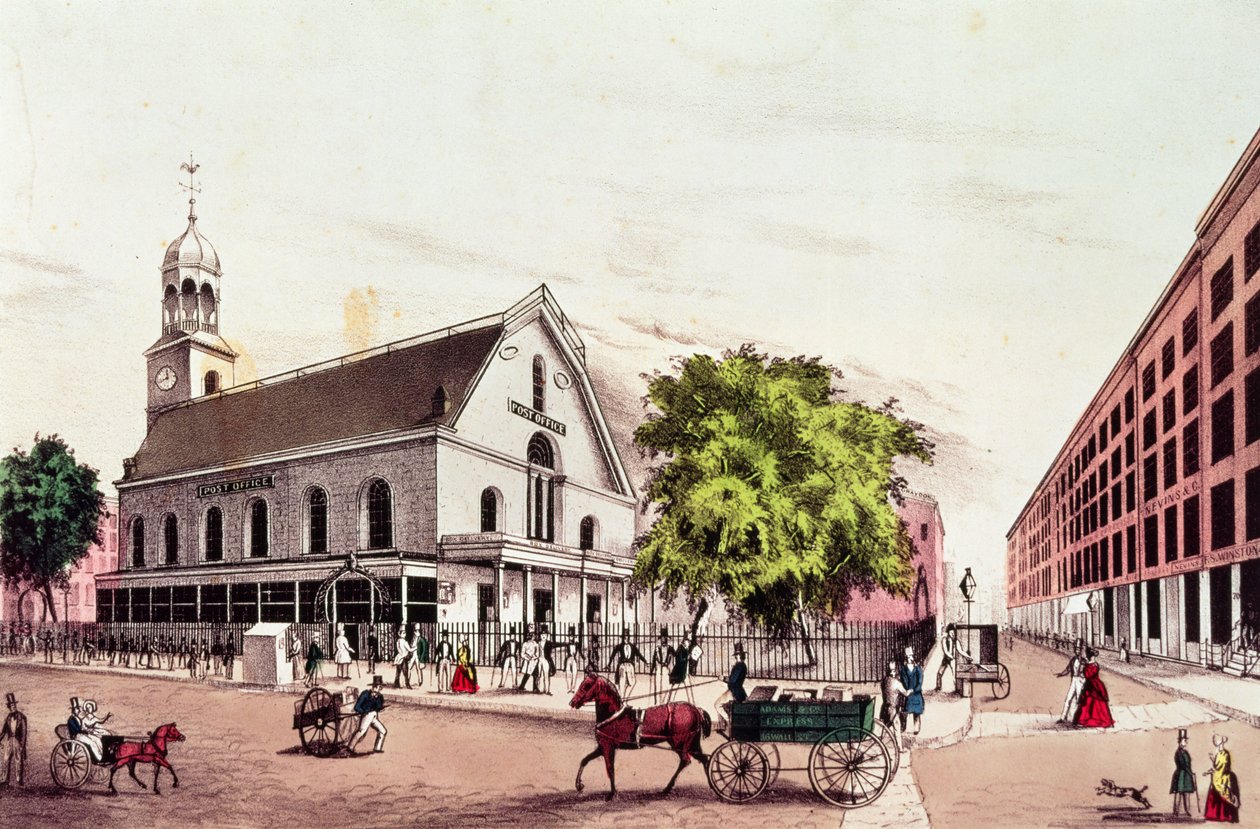 Nathaniel Currier (1813-88) tarafından kazınmış Postane, New York by American School