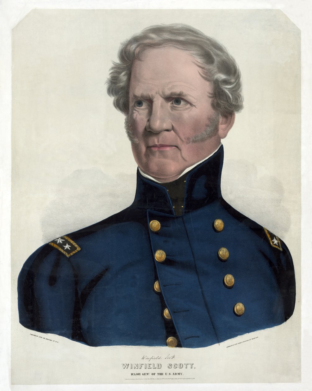 Winfield Scott, ABD Ordusu Tümgenerali, pub. 1847 (el renkli lito) by American School