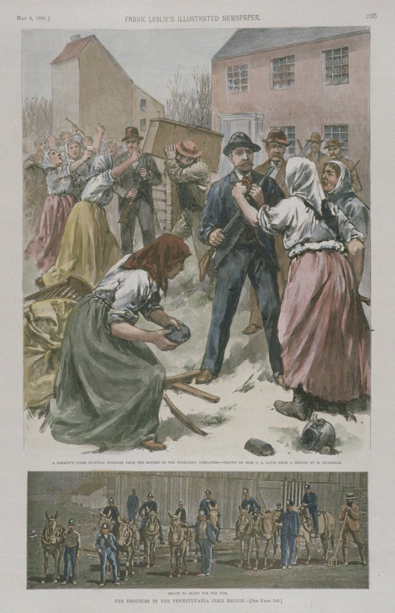 Madenlerde erkeklerle yüzleşmeye hazır kadın grevciler, 1891 by American School