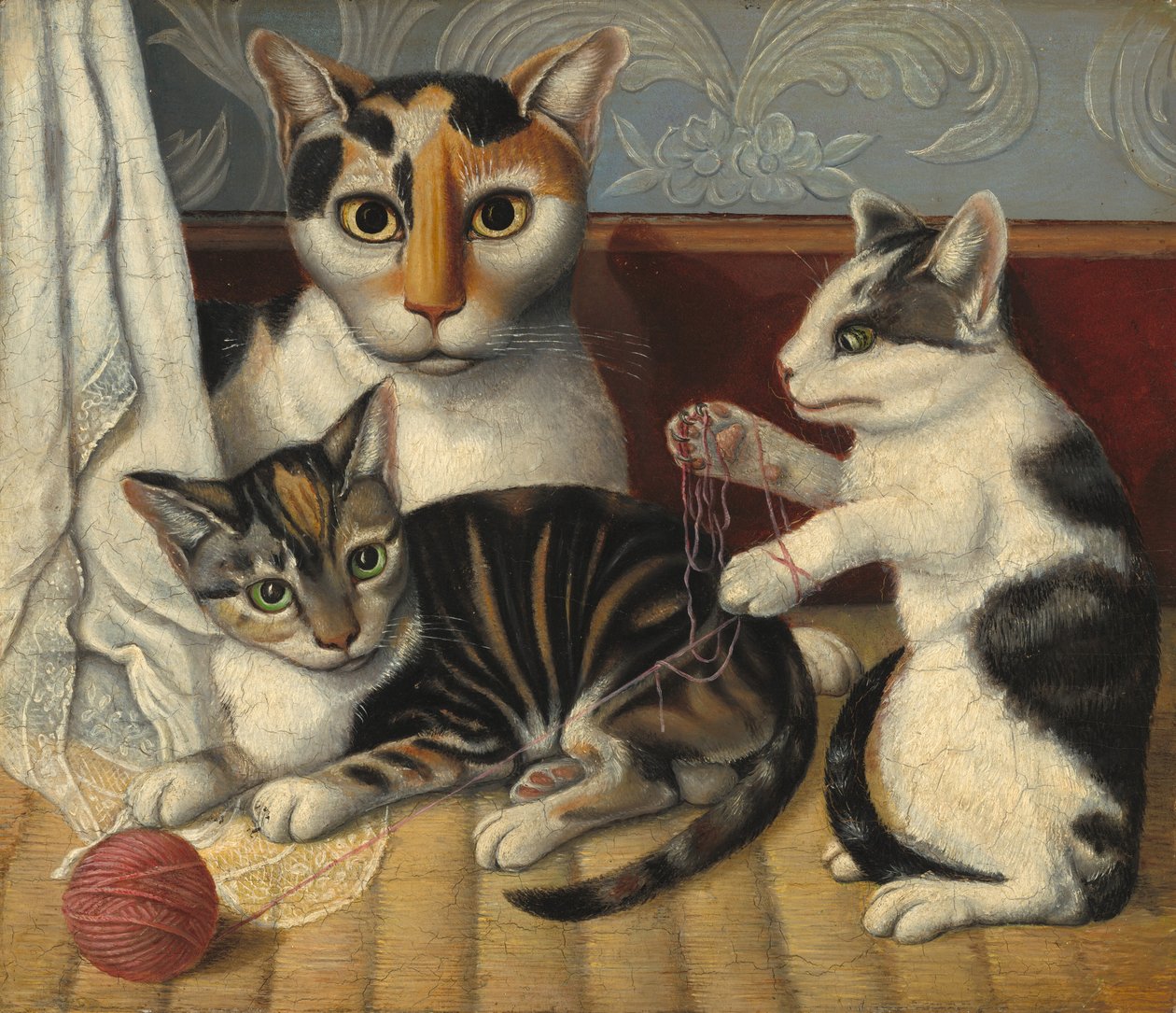kedi ve yavru kedi by American 19th Century