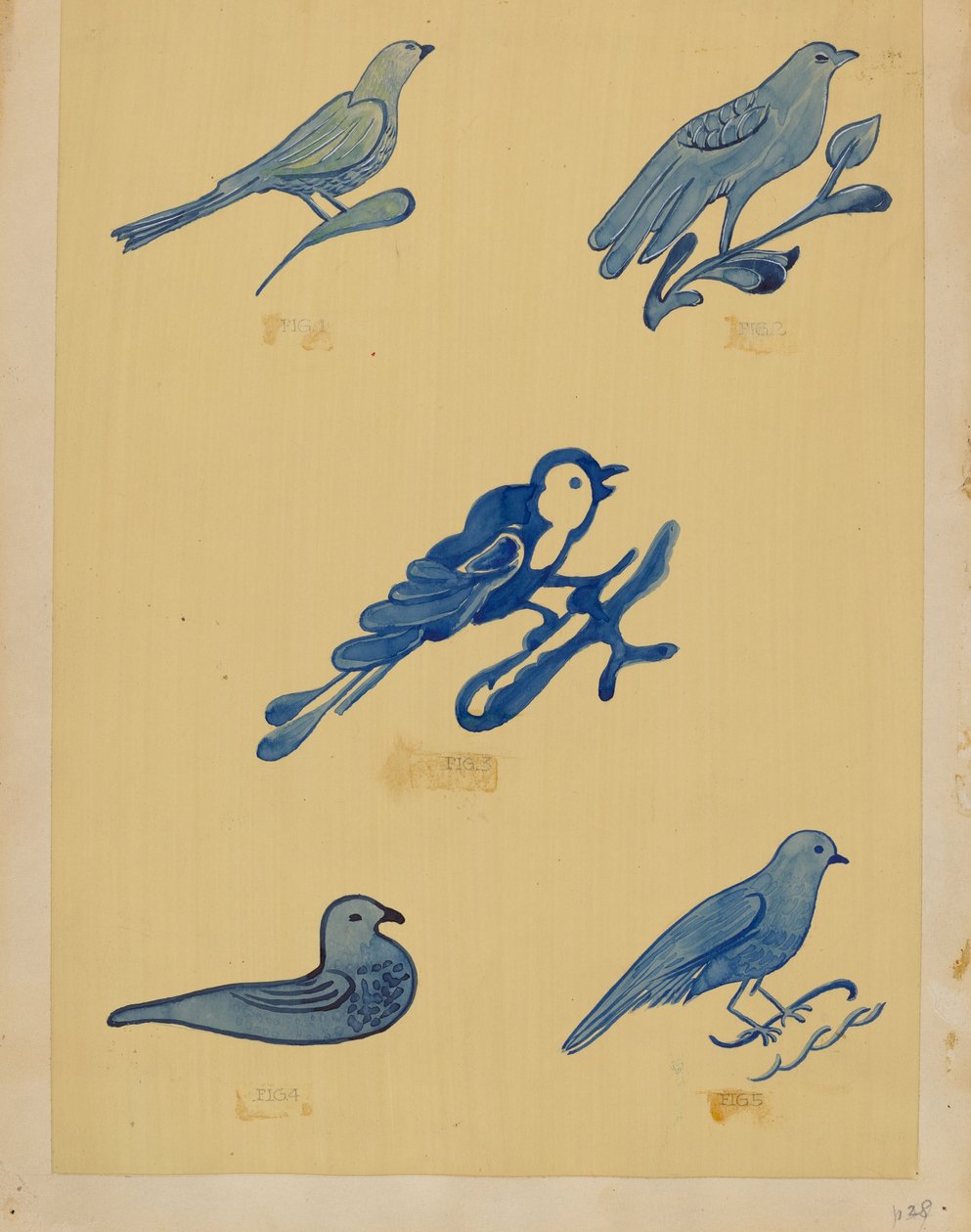 Taş Eşya Üzerine Kuş Süslemeleri by American 20th Century