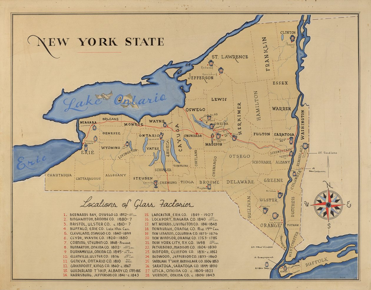 New York Eyaleti Haritası by American 20th Century