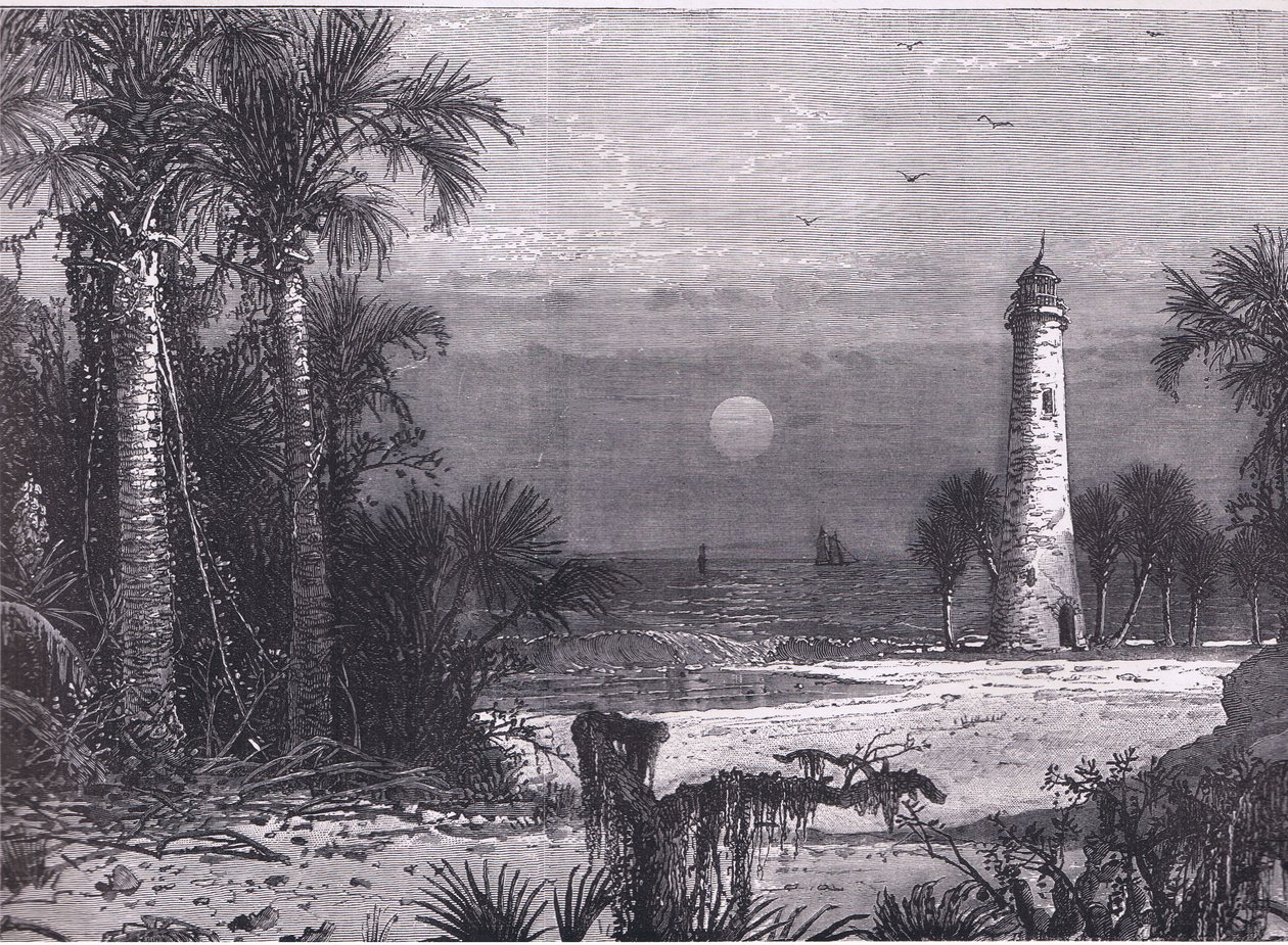 Florida sahilinin görünümü, Cassell, Petter & Galpin tarafından yayınlanan Cassells History of the United States, c.1900 (lito) by American English school