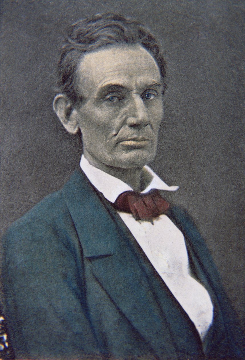Abraham Lincoln (1809-65) c.1860 (renkli fotoğraf) by American Photographer