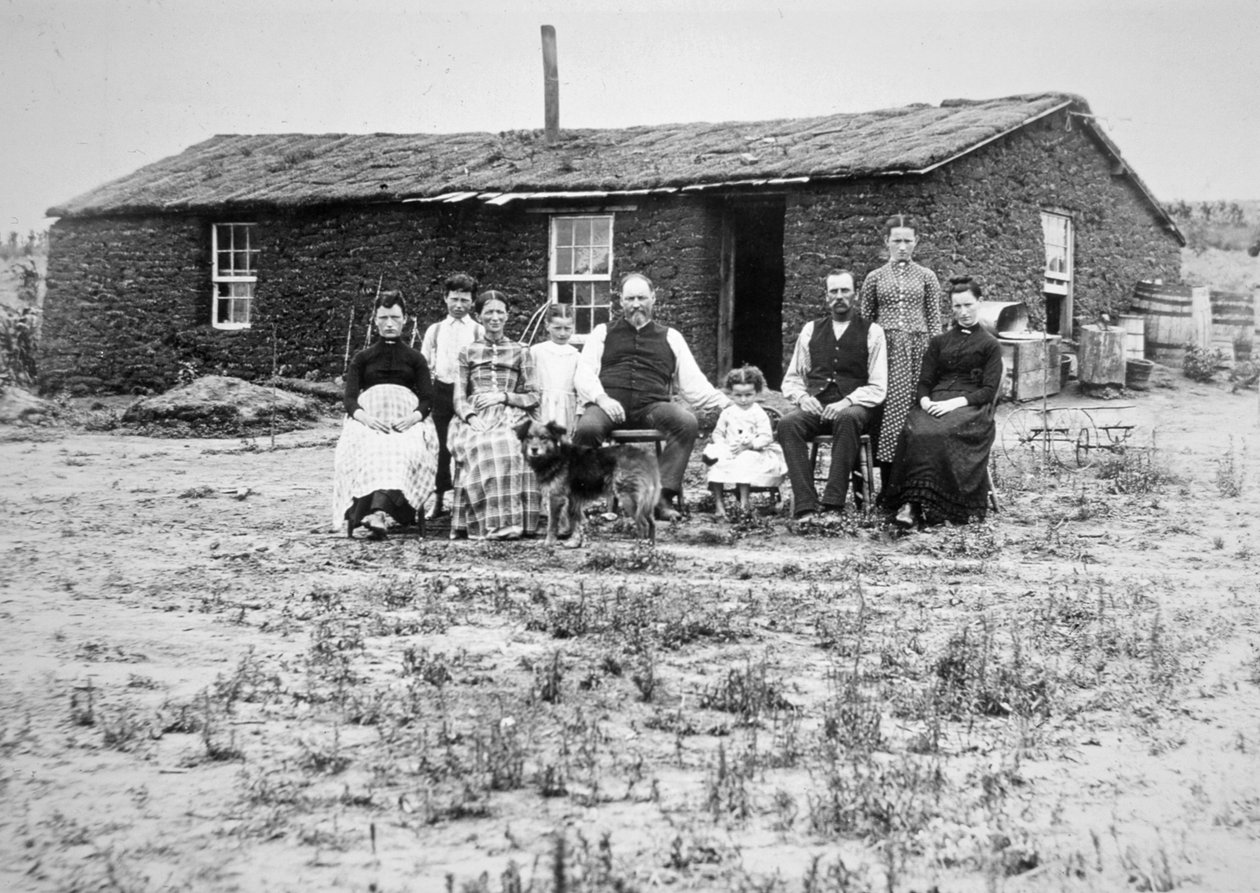 Amerikan öncü ailesi, c.1888 (s/b fotoğraf) by American Photographer