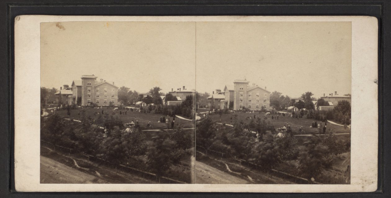 Bina ve zeminler, Oneida Community, New York Eyaleti, 1870 dolayları (s/b fotoğraf) by American Photographer