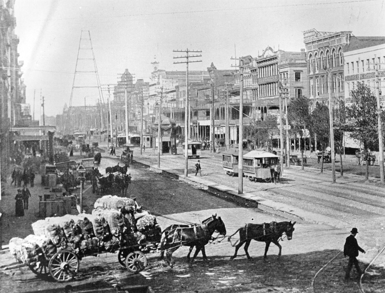 Canal Street, New Orleans, Louisiana, 1890 dolayları (s/b fotoğraf) by American Photographer