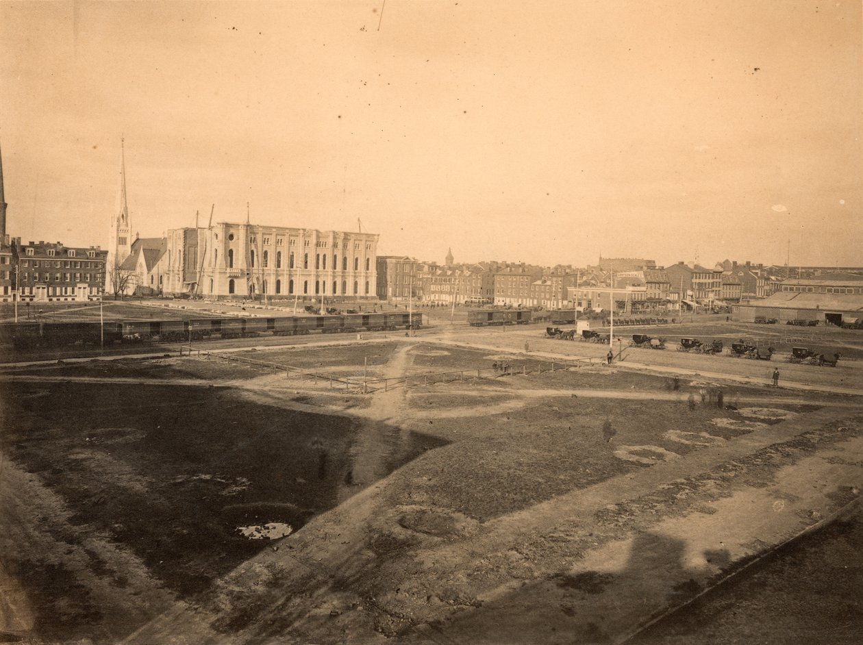 Merkez Meydanı, Belediye Binası, Broad and Market Street, Philadelphia, 1871 dolayları (albüm baskısı) by American Photographer