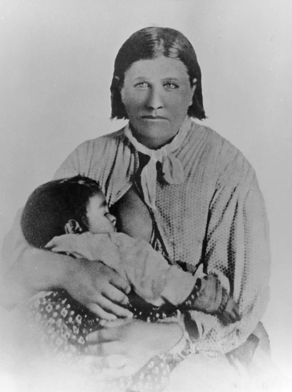 Cynthia Ann Parker ve kızı Prari Flower, 1861 dolayları (s/b fotoğraf) by American Photographer