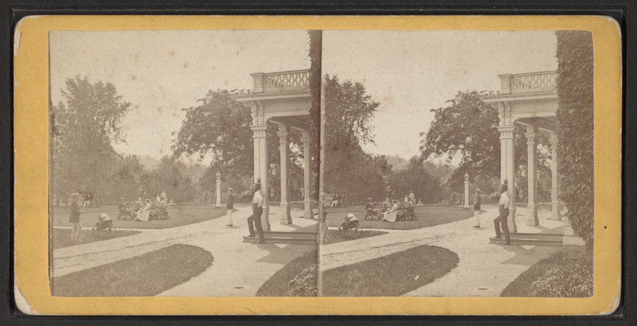 East Lawn ve Portico, Oneida Community, New York Eyaleti, 1870 dolayları (s/b fotoğraf) by American Photographer