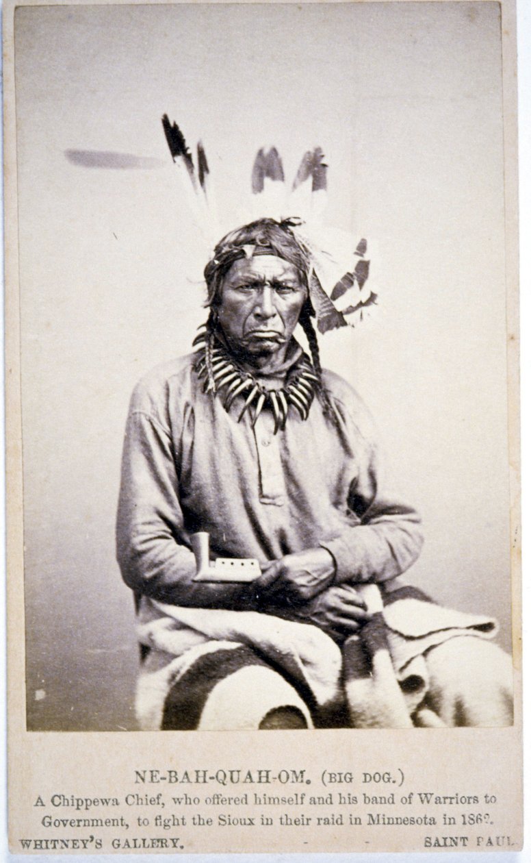 NE-BAH-QUAH-OM,Büyük Köpek, Chippewa Şefi, Minnesota
