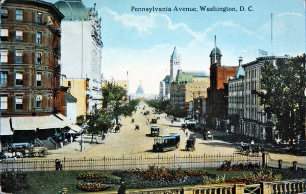 Pennsylvania Avenue, Washington DC, 1910 dolayları (renkli taş) by American Photographer