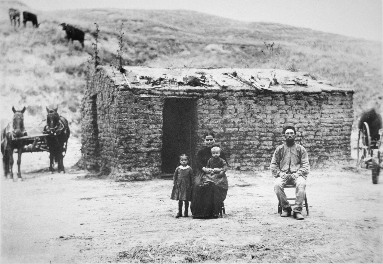 Çim evleri, Nebraska ile öncü aile by American Photographer