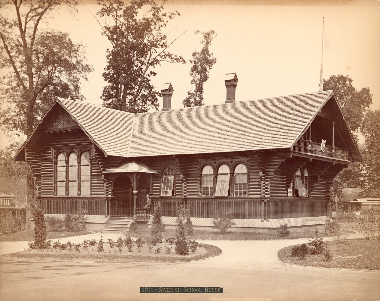 İsveç Okulu Evi, Centennial Exposition, Philadelphia, 1876 (gümüş albümen baskı) by American Photographer