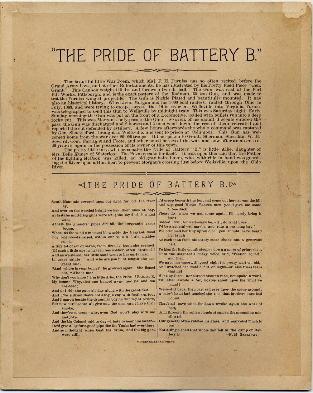 The Pride of Battery B, Frank H Gassaway, 336830'un arka yüzü (albüm fotoğrafı) by American Photographer