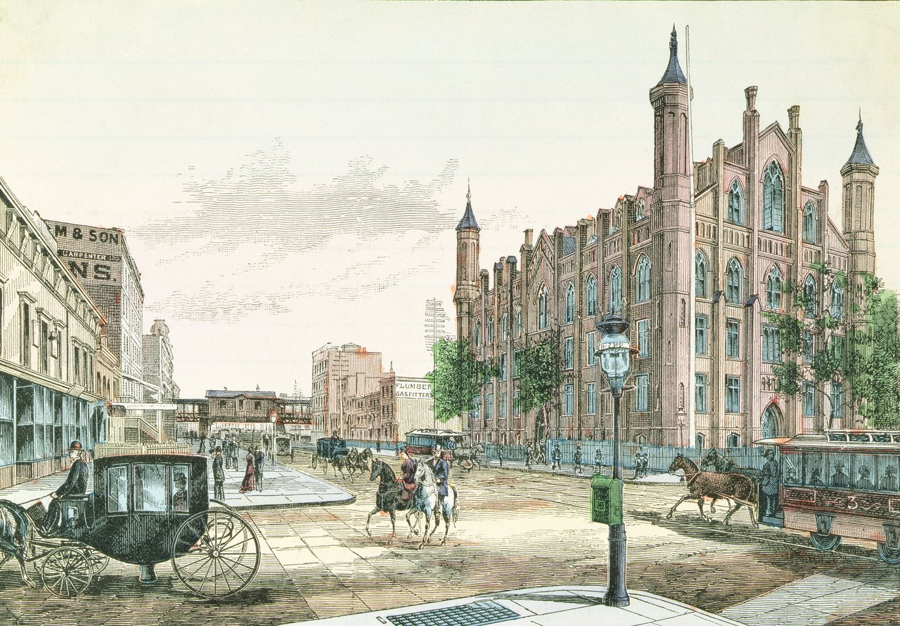 3rd Avenue ve 23rd Street, Elevated Rail Road Station ve College of the City of New York, 36 Views of New York and Environs, Charles Magnus tarafından yayınlandı by American School