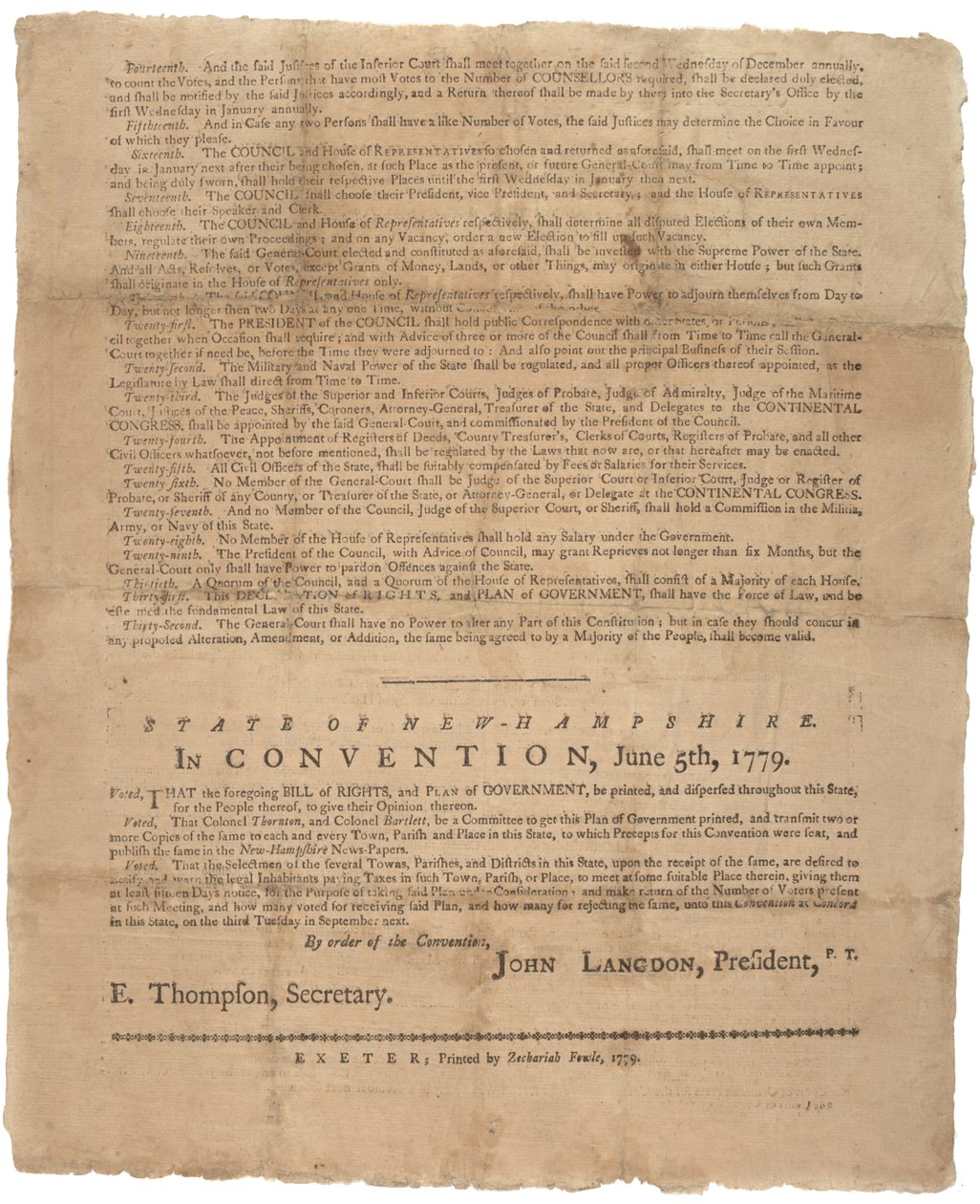 Bir Haklar Bildirgesi ve New Hampshire Eyaleti için bir hükümet savunması, 1779 by American School