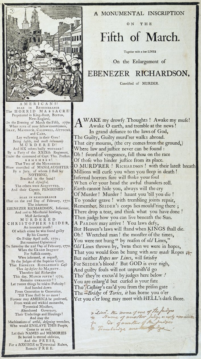 Beş Mart 1772 Üzerine Anıtsal Bir Yazıt (baskı) by American School