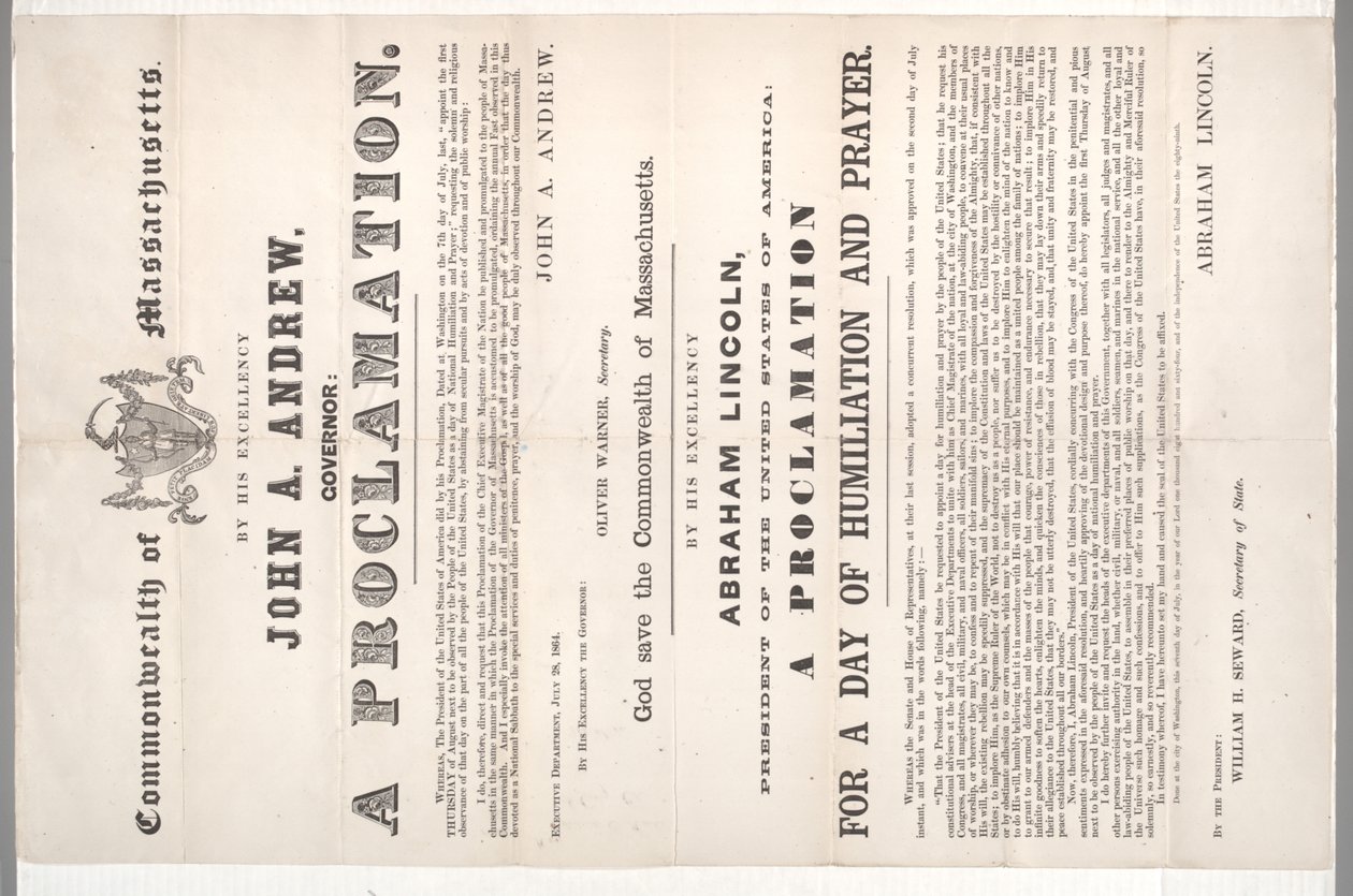 Aşağılanma ve dua günü için bir Bildiri, 28 Temmuz 1864 by American School