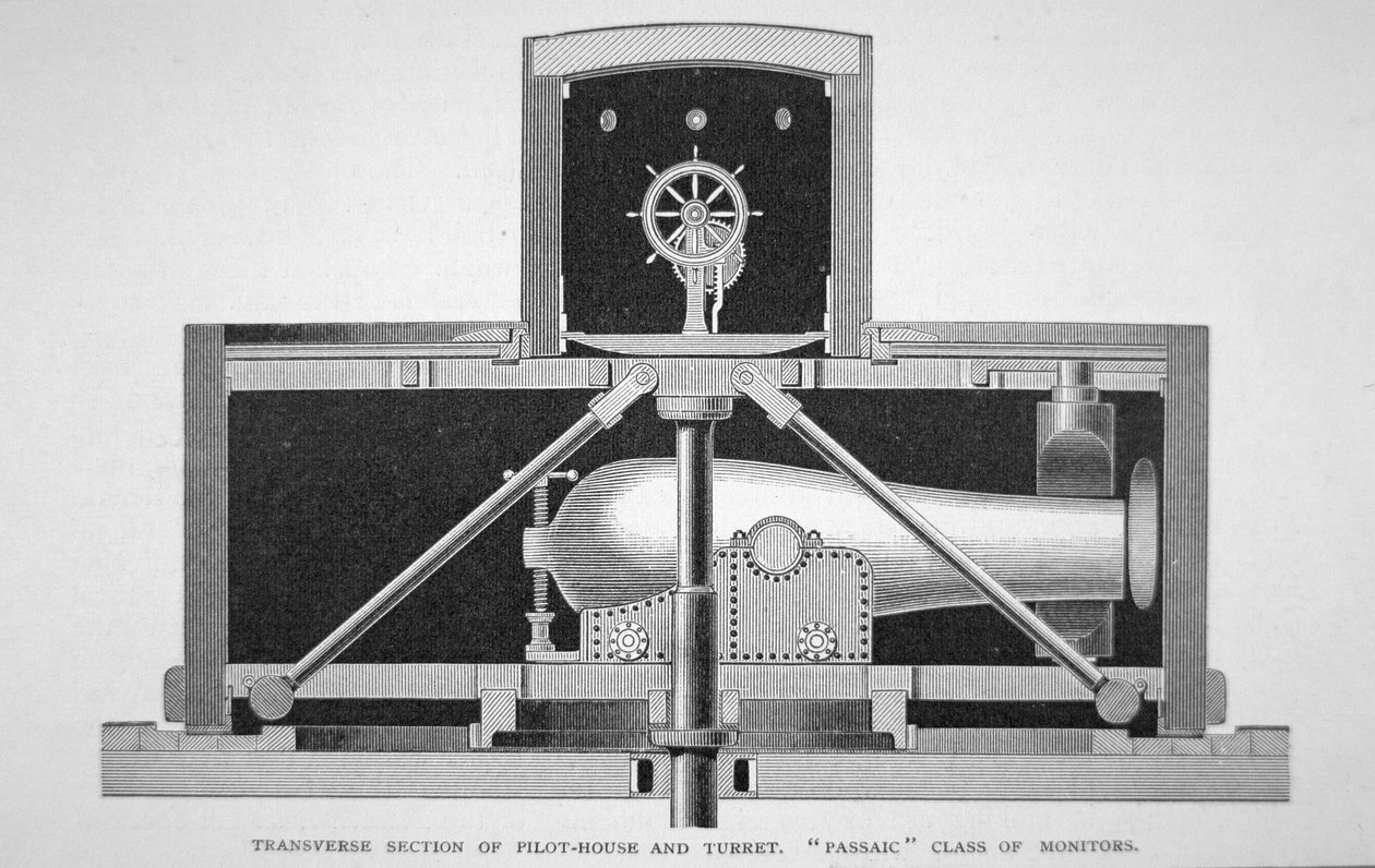 Passaic Sınıfı Tek Kule Zırhlı Monitörün Bir Bölümü (gravür) by American School