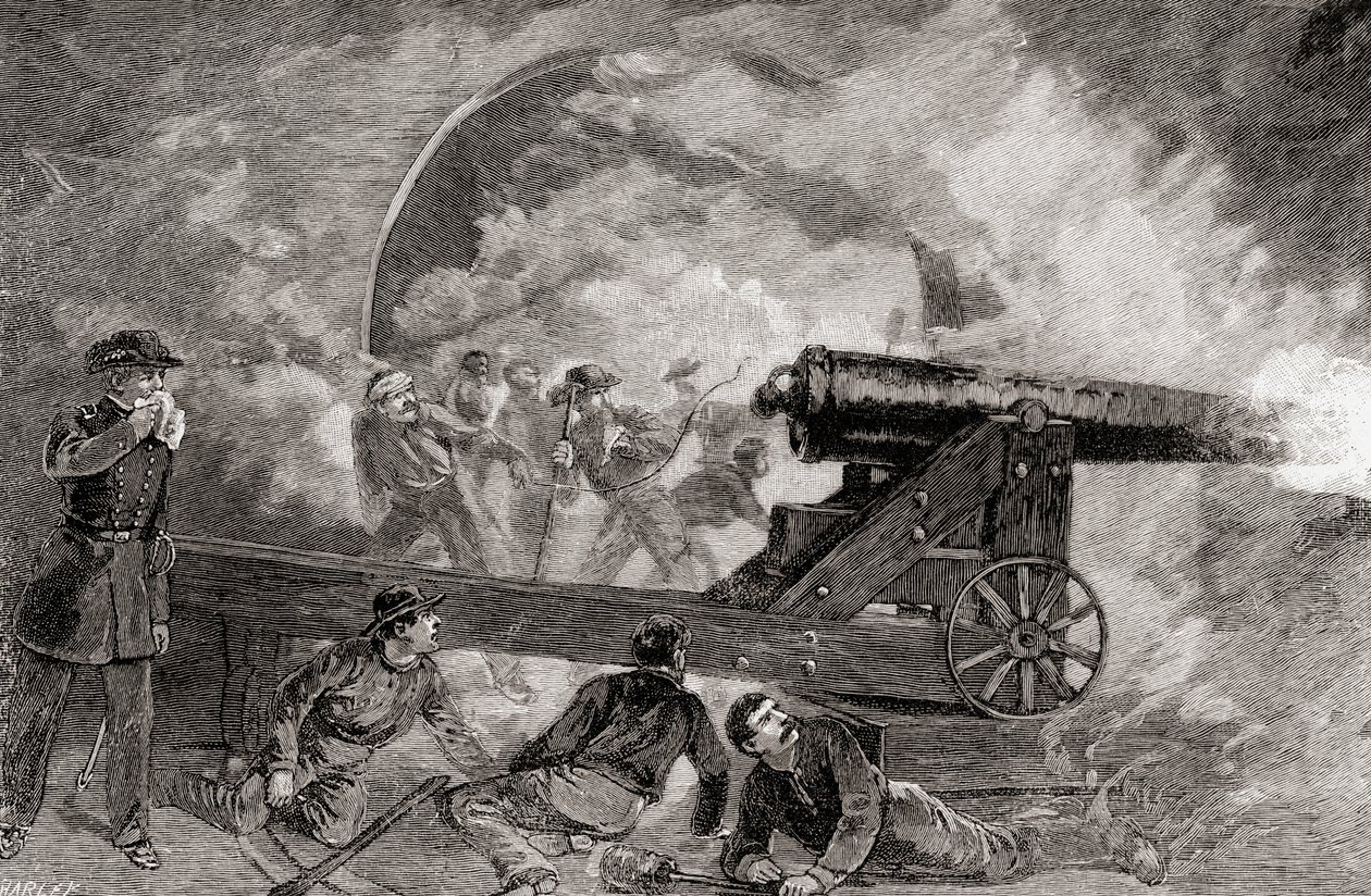 12-14 Nisan Fort Sumter Muharebesi'ndeki bombardıman sırasında bir kazamat by American School