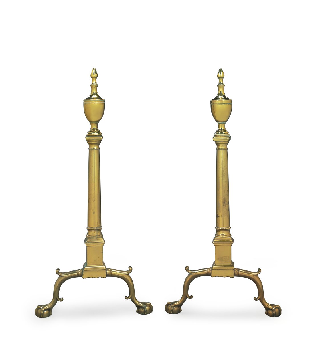 Bir çift Chippendale andirons, Philadelphia veya New York, 1780-1800 by American School